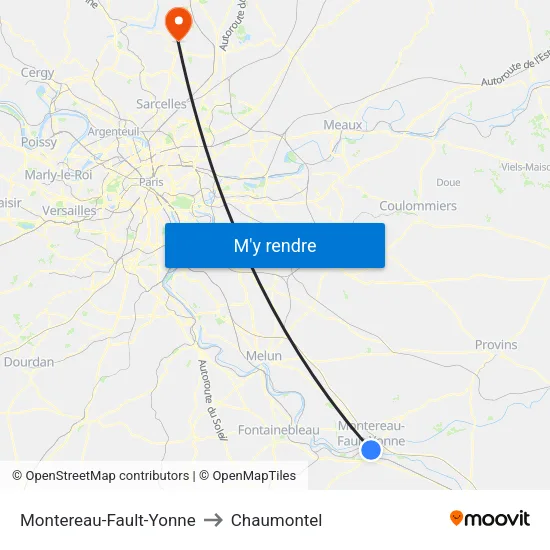 Montereau-Fault-Yonne to Chaumontel map