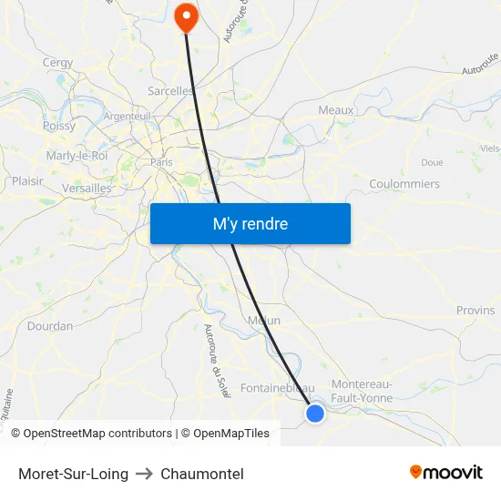 Moret-Sur-Loing to Chaumontel map