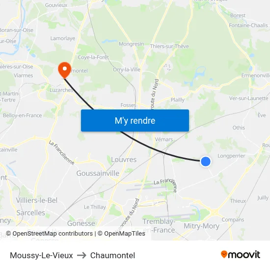 Moussy-Le-Vieux to Chaumontel map