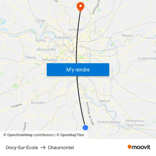 Oncy-Sur-Ecole to Chaumontel map