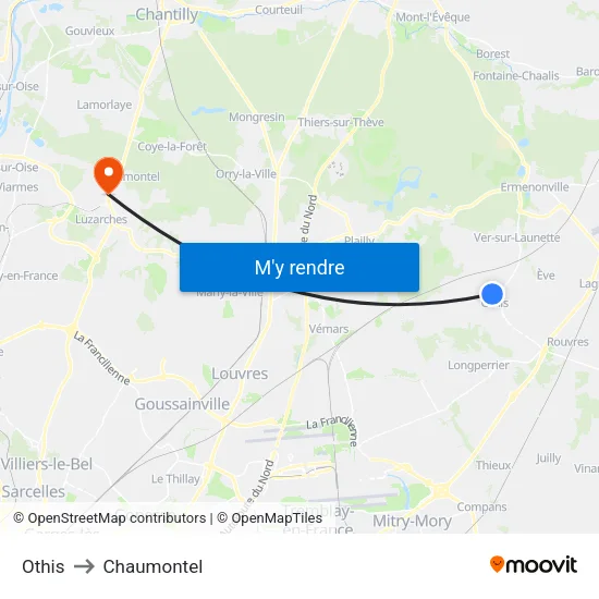 Othis to Chaumontel map