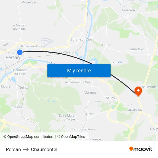 Persan to Chaumontel map
