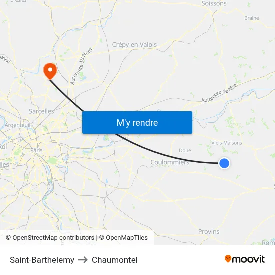Saint-Barthelemy to Chaumontel map