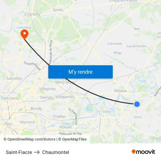 Saint-Fiacre to Chaumontel map
