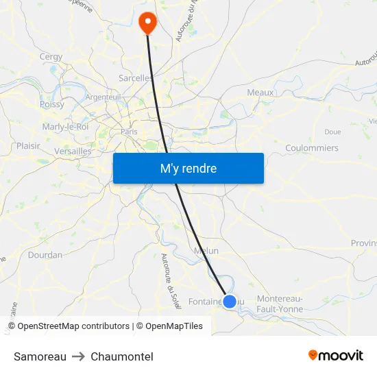 Samoreau to Chaumontel map