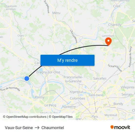Vaux-Sur-Seine to Chaumontel map