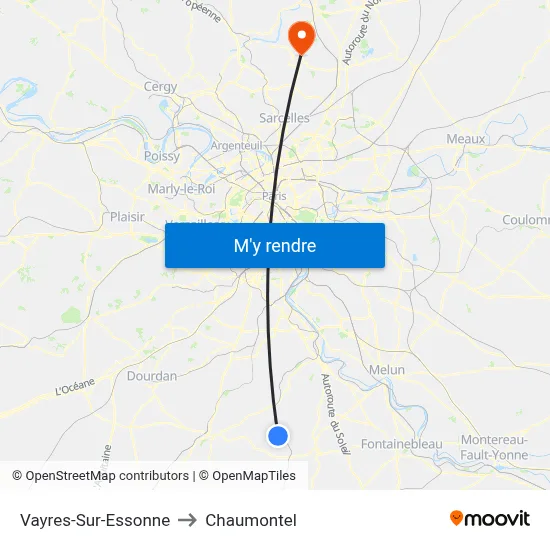 Vayres-Sur-Essonne to Chaumontel map