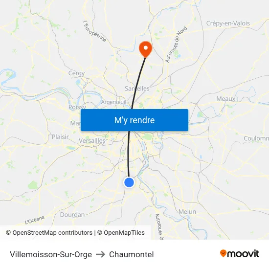Villemoisson-Sur-Orge to Chaumontel map