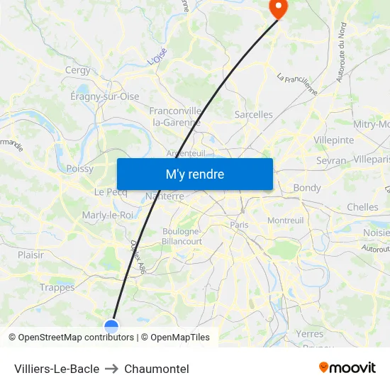 Villiers-Le-Bacle to Chaumontel map