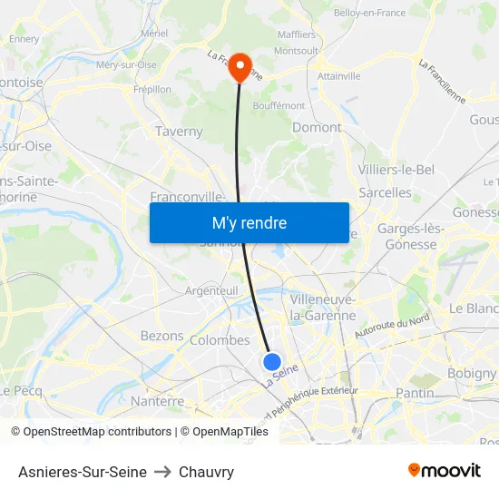 Asnieres-Sur-Seine to Chauvry map