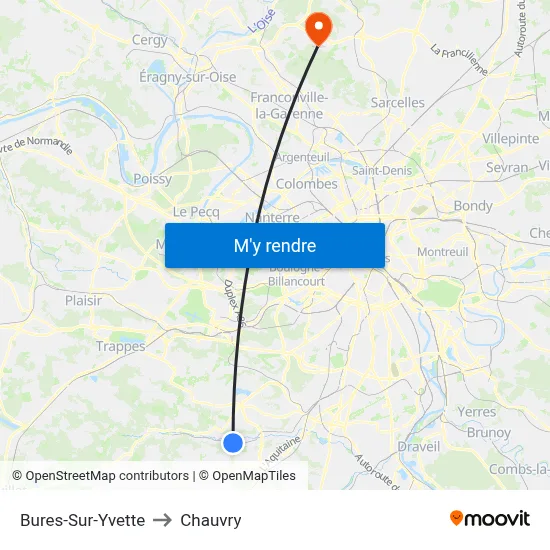 Bures-Sur-Yvette to Chauvry map
