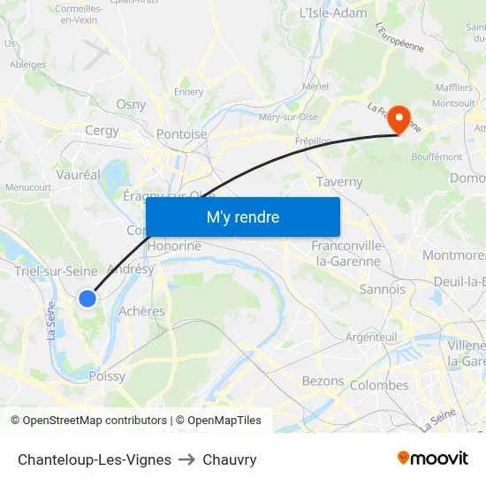 Chanteloup-Les-Vignes to Chauvry map