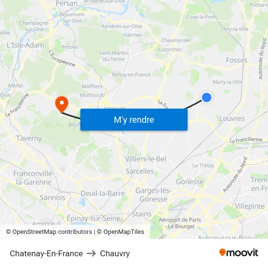 Chatenay-En-France to Chauvry map