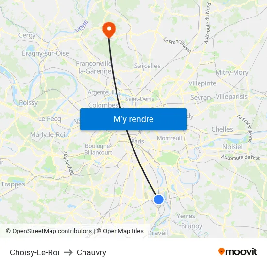 Choisy-Le-Roi to Chauvry map