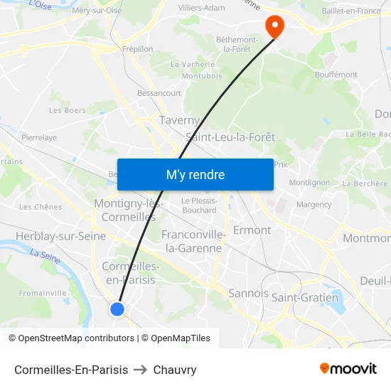 Cormeilles-En-Parisis to Chauvry map