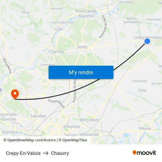 Crepy-En-Valois to Chauvry map