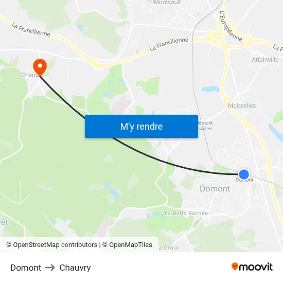 Domont to Chauvry map