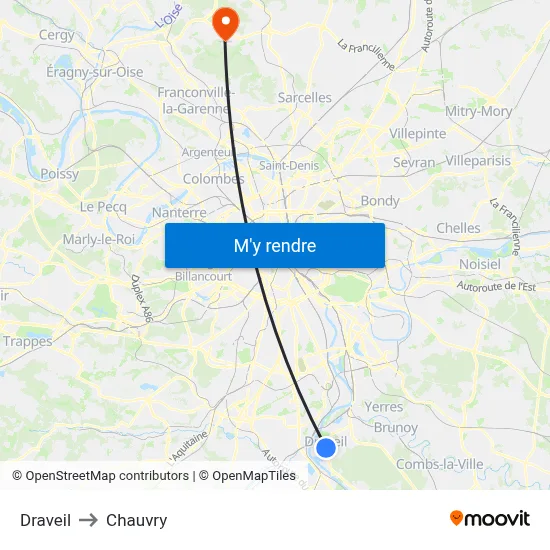 Draveil to Chauvry map