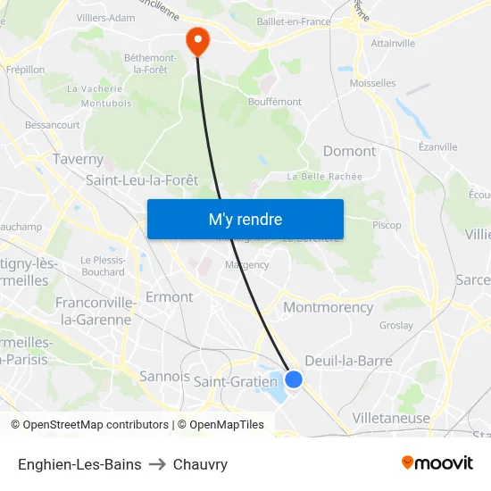 Enghien-Les-Bains to Chauvry map
