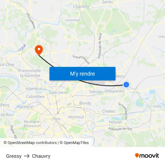 Gressy to Chauvry map