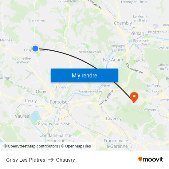 Grisy-Les-Platres to Chauvry map