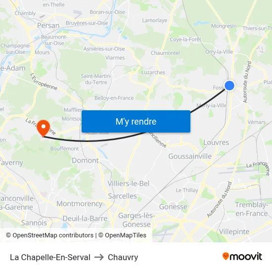 La Chapelle-En-Serval to Chauvry map