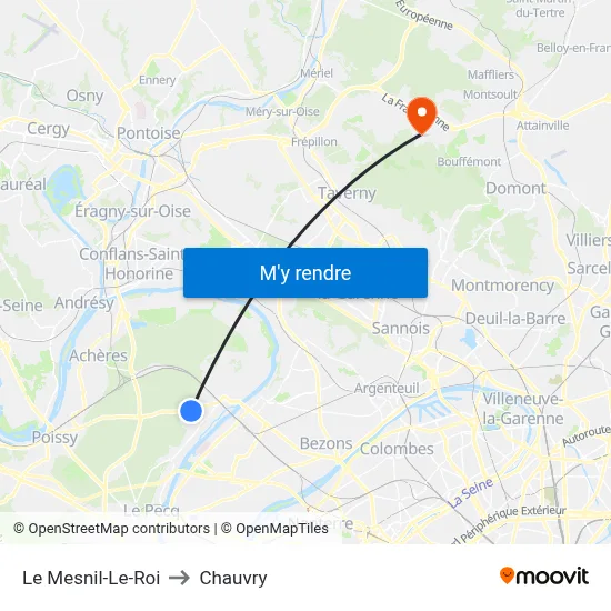 Le Mesnil-Le-Roi to Chauvry map