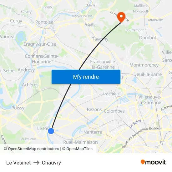 Le Vesinet to Chauvry map