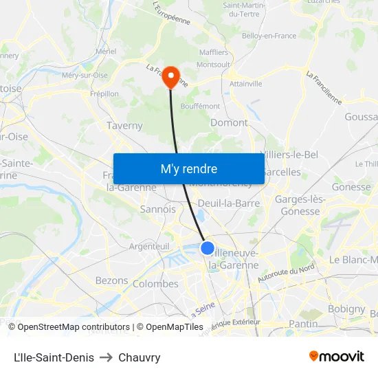 L'Ile-Saint-Denis to Chauvry map