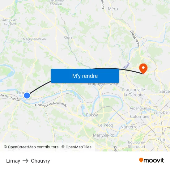 Limay to Chauvry map