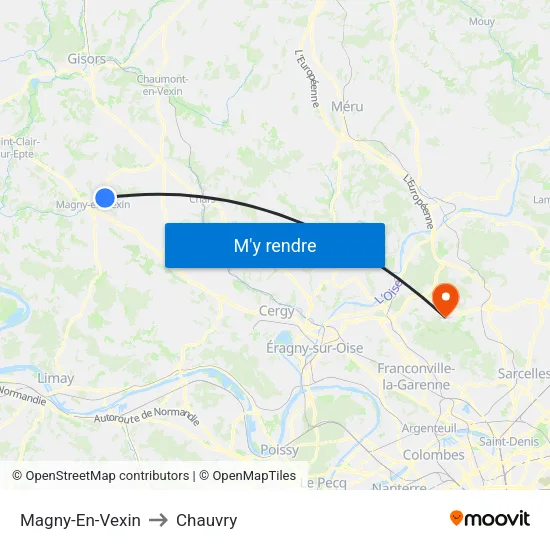 Magny-En-Vexin to Chauvry map