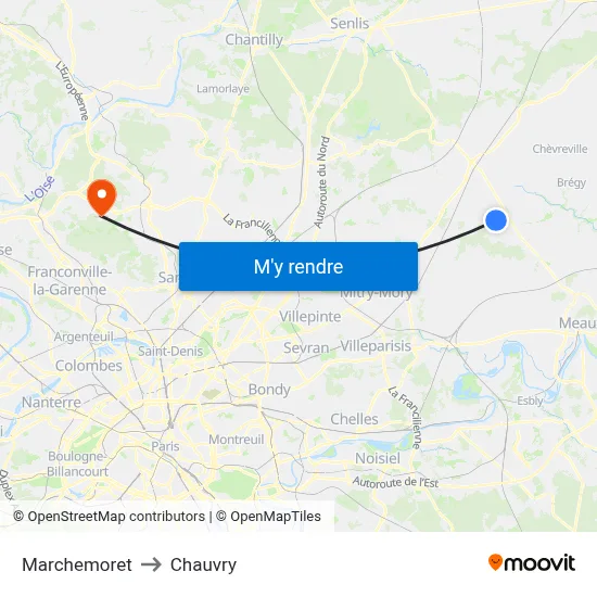 Marchemoret to Chauvry map