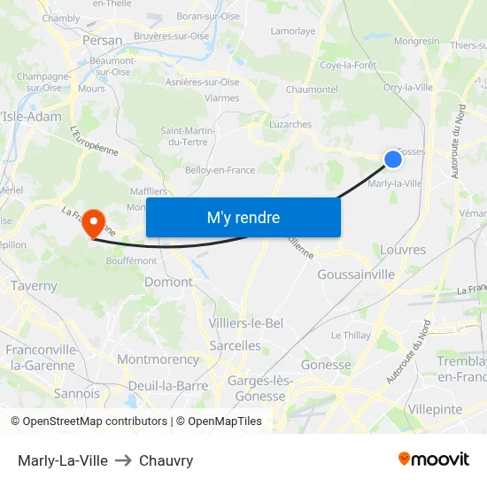 Marly-La-Ville to Chauvry map