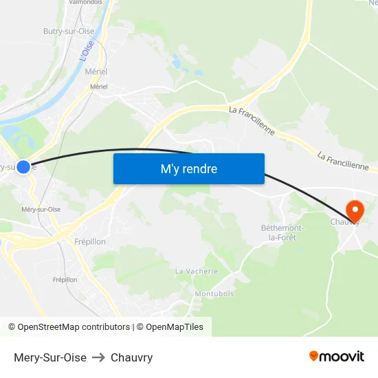 Mery-Sur-Oise to Chauvry map