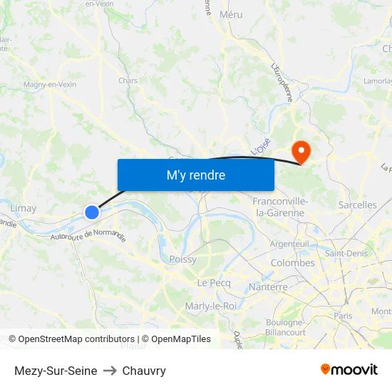 Mezy-Sur-Seine to Chauvry map