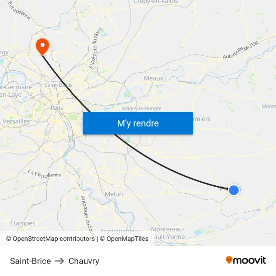 Saint-Brice to Chauvry map