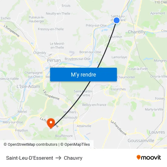 Saint-Leu-D'Esserent to Chauvry map