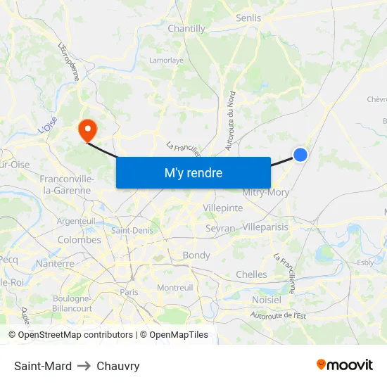 Saint-Mard to Chauvry map