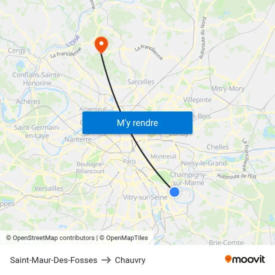 Saint-Maur-Des-Fosses to Chauvry map