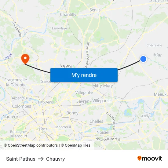 Saint-Pathus to Chauvry map