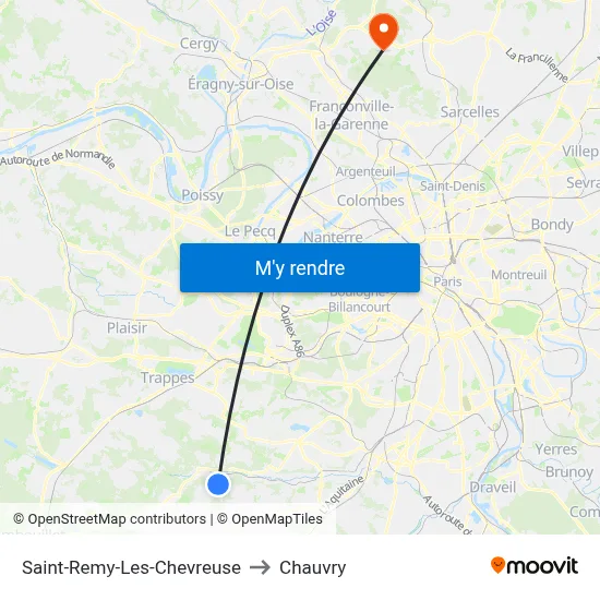 Saint-Remy-Les-Chevreuse to Chauvry map