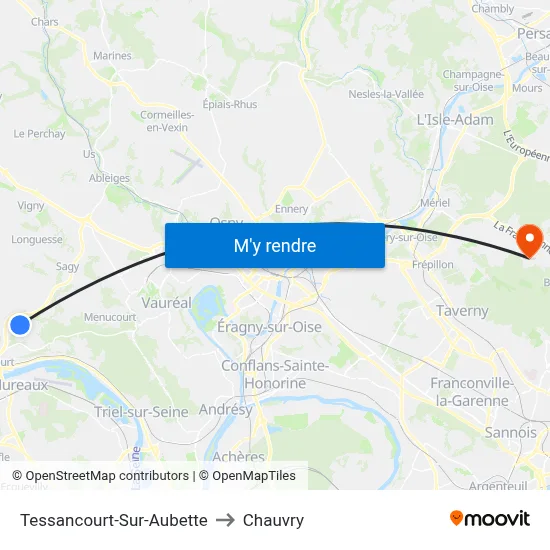 Tessancourt-Sur-Aubette to Chauvry map