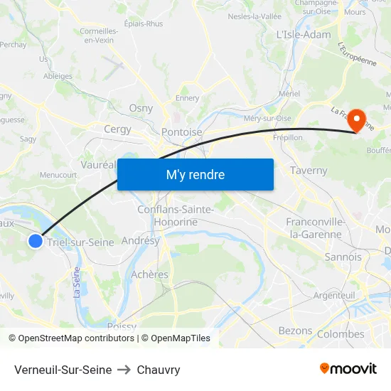 Verneuil-Sur-Seine to Chauvry map