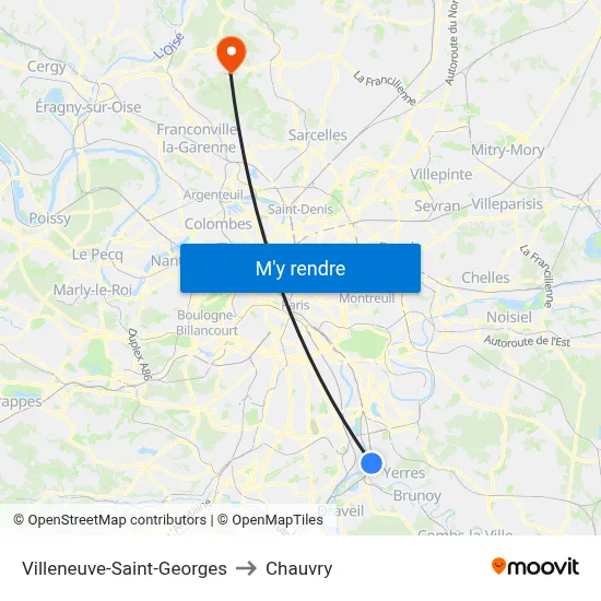 Villeneuve-Saint-Georges to Chauvry map