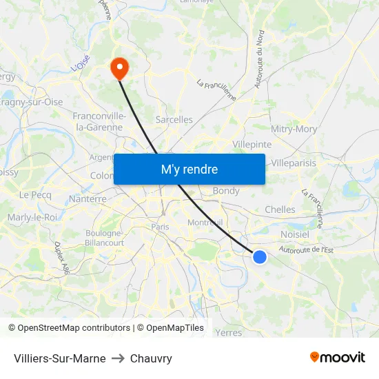 Villiers-Sur-Marne to Chauvry map