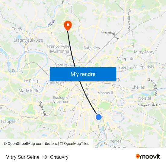 Vitry-Sur-Seine to Chauvry map
