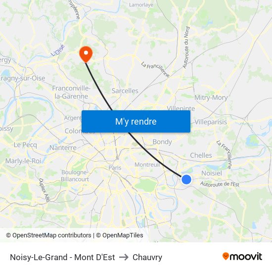 Noisy-Le-Grand - Mont D'Est to Chauvry map