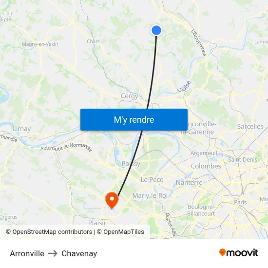 Arronville to Chavenay map