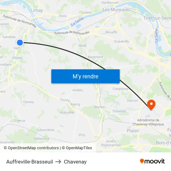 Auffreville-Brasseuil to Chavenay map