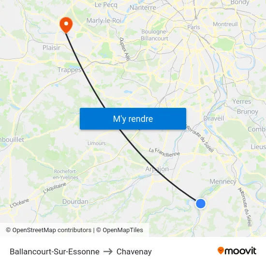 Ballancourt-Sur-Essonne to Chavenay map